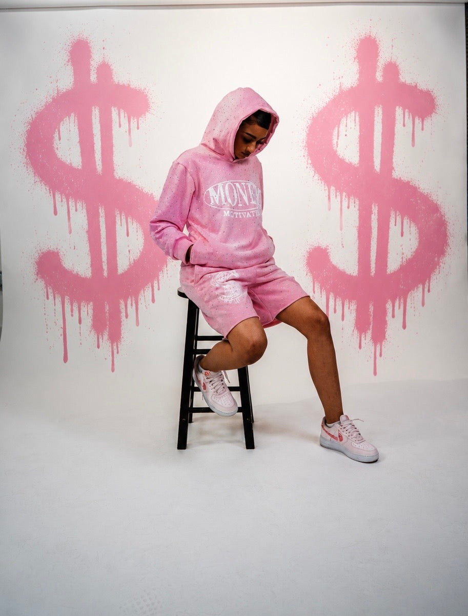 PINK “MONEY MOTIVATED” RHINESTONE SET