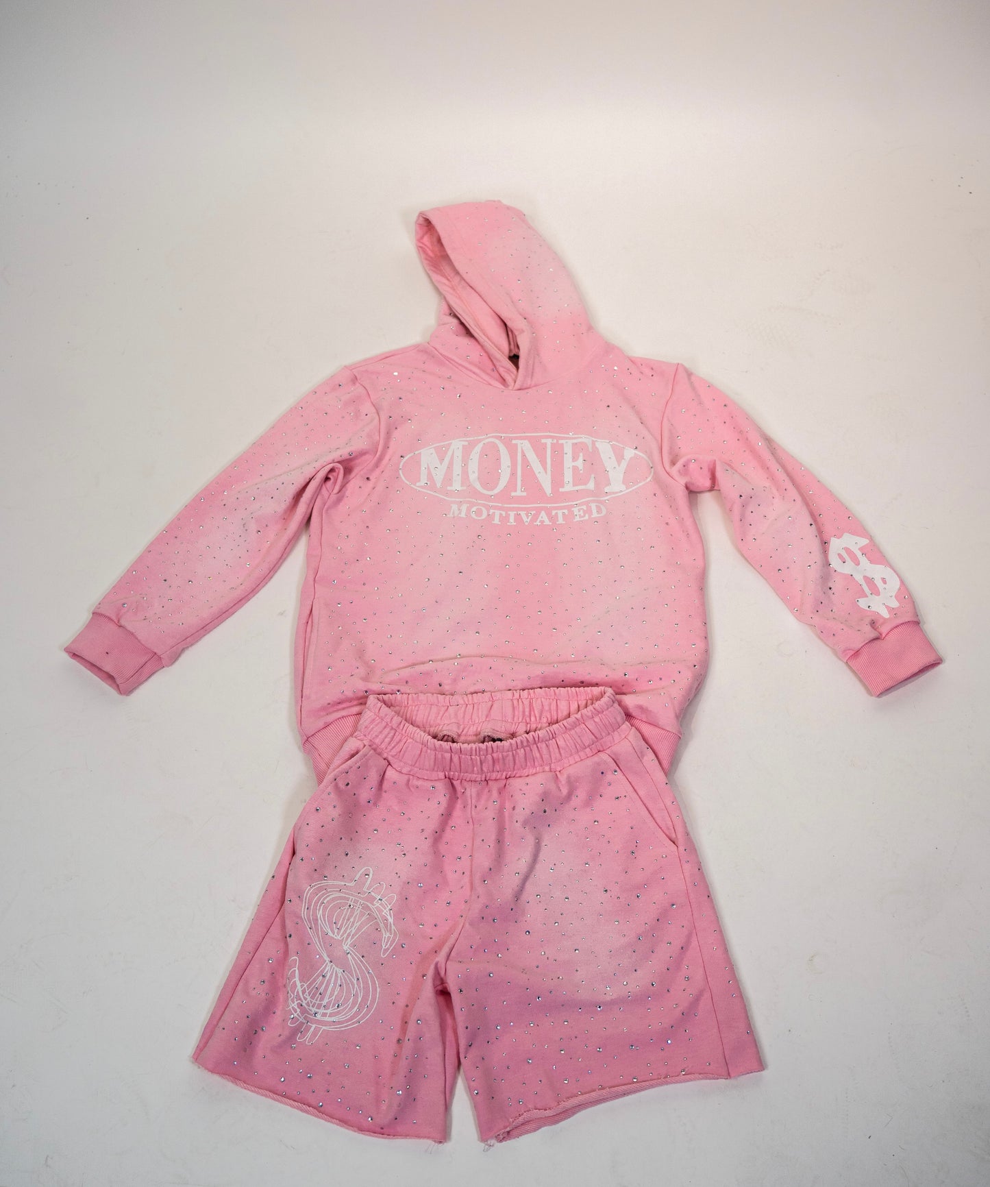PINK “MONEY MOTIVATED” RHINESTONE SET