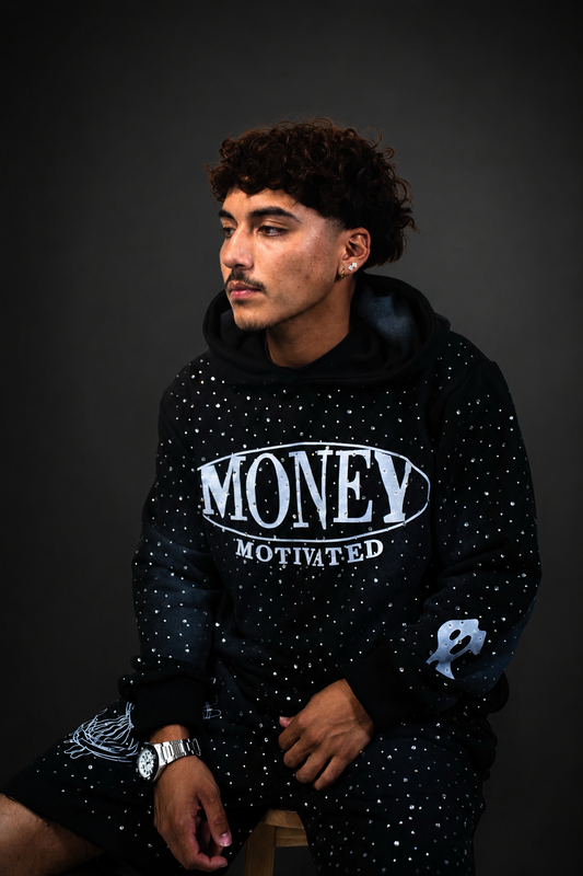 BLACK “MONEY MOTIVATED “ RHINESTONE SET