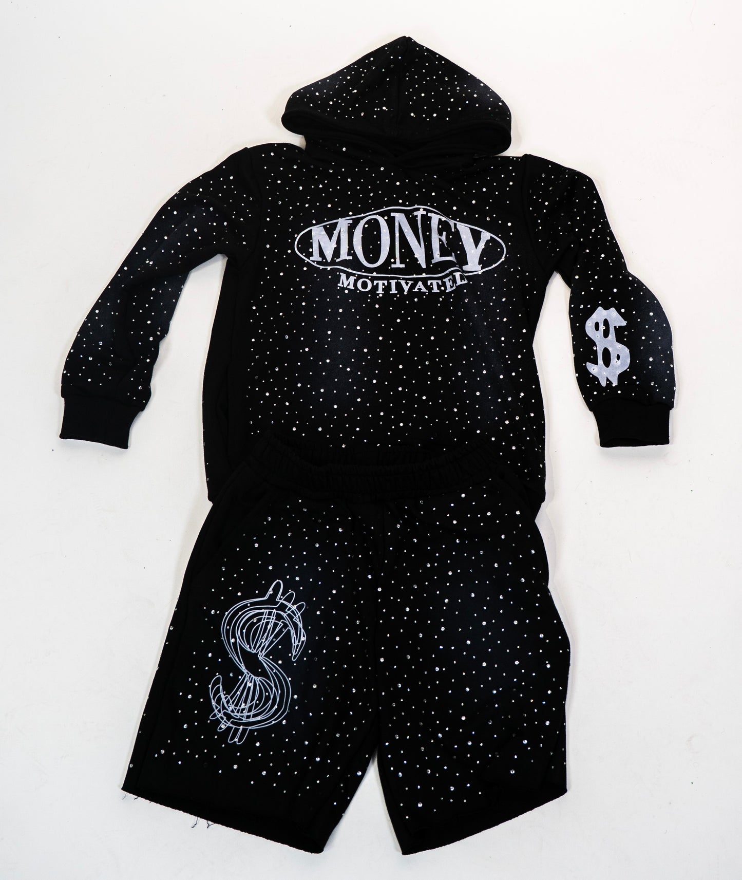BLACK “MONEY MOTIVATED “ RHINESTONE SET