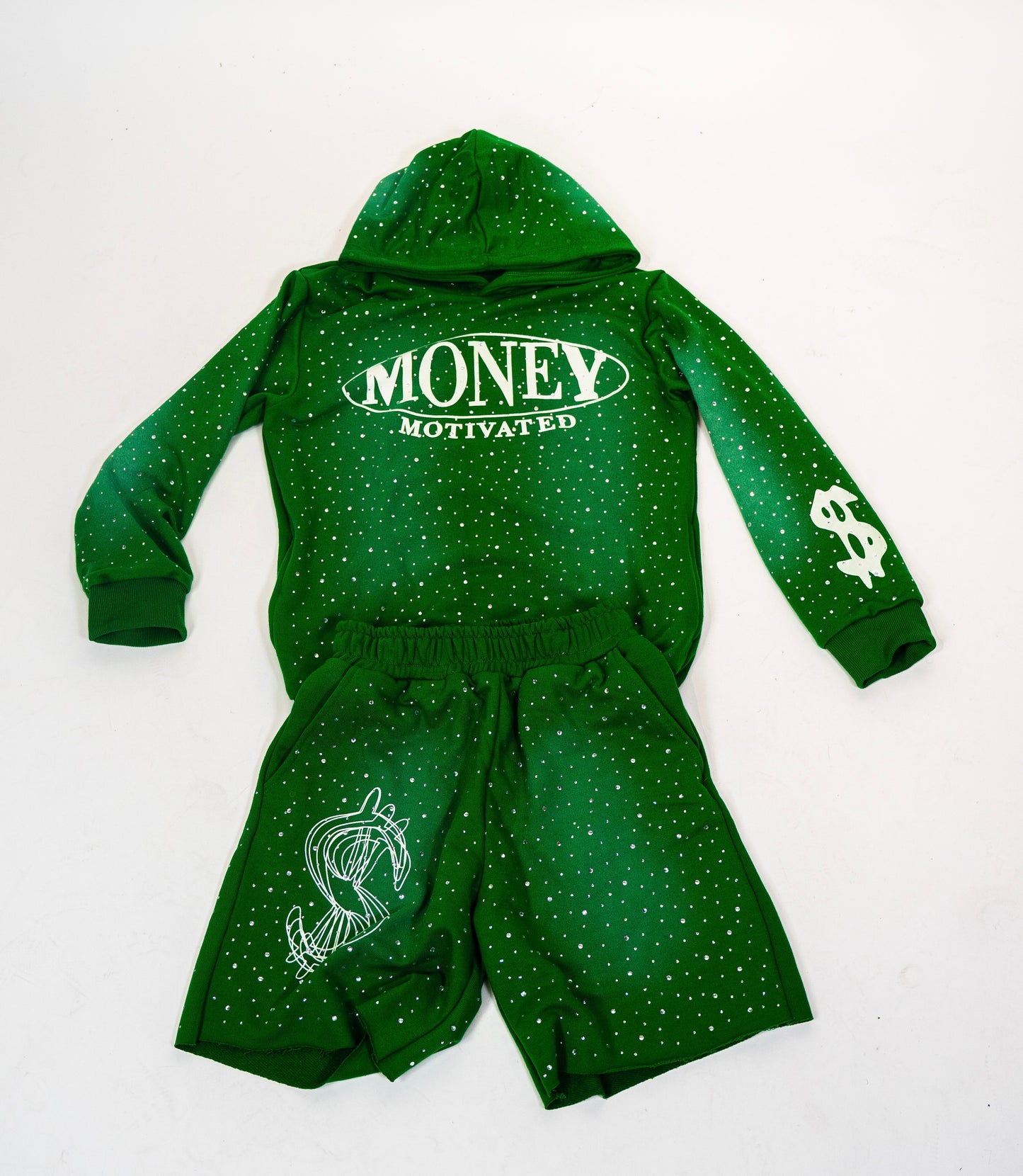 GREEN “MONEY MOTIVATED” RHINESTONE SET